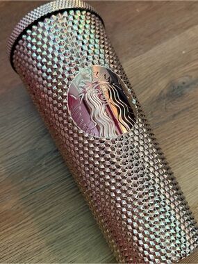 Rare Collectible Starbucks Rose Gold Iridescent Studded Tumbler
